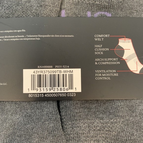 SPYDER TECH Low Cut Socks Cushioned Footbed 5prs Shoe Size 6-12 Black white grey - Picture 6 of 6